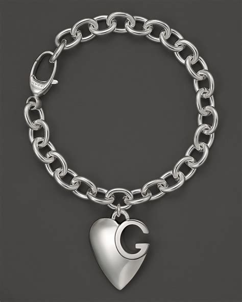 gucci silver charm bracelets|gucci sterling silver heart bracelet.